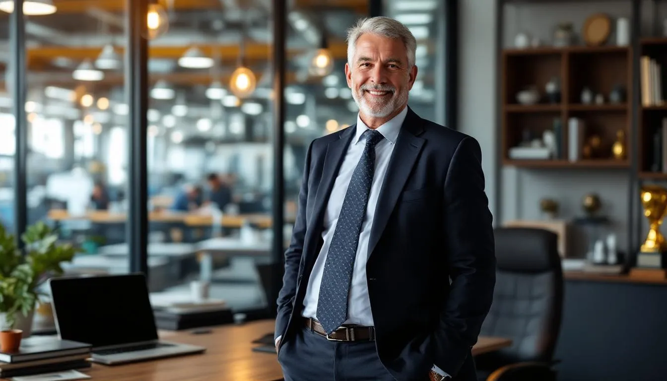 A confident factory owner stands proudly in a manufacturing facility, symbolizing success after utilizing manufacturing invoice factoring to manage cash flow challenges and fuel business growth. The owner reflects a sense of accomplishment, having effectively addressed financial obligations through immediate cash advances from a reliable factoring company.
