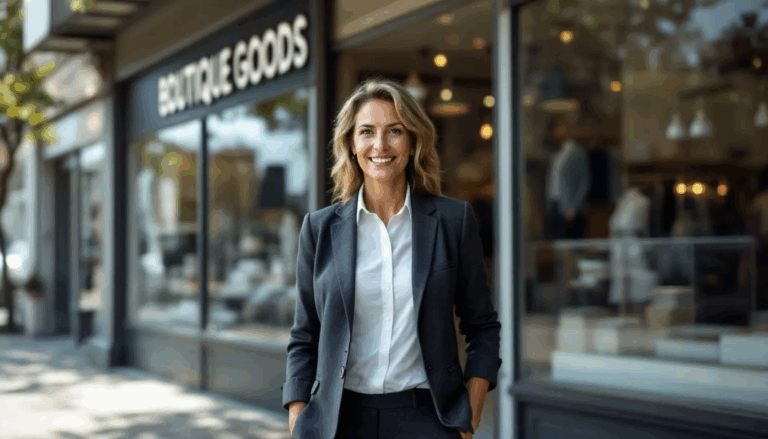 SBA Loan for Real Estate - A small business owner stands proudly in front of their retail store, symbolizing the opportunities provided by SBA loans for real estate, which give small businesses access to essential funding for commercial real estate ventures. This image highlights the importance of SBA-backed loans in supporting entrepreneurs and facilitating their growth in the business landscape.